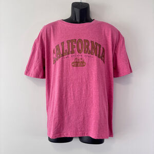 SHEIN Men's Red / Pink California Graphic Tee Short Sleeve Round Neck Shirt NIB